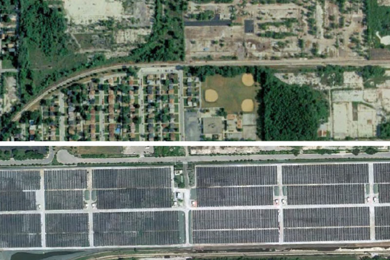 Exelon City Aerial view before and after